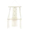 Image de HOME DECO FACTORY - HD0180 Étagère Suspendue Déco Boho en Coton - pour Salon, Chambre ou Entrée - Apporte Légèreté et Modernité - Taille 30 x 50 x 15 cm - Couleur Beige Marron