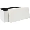Image de HOME DECO FACTORY Coffre Banc Pliable Côtelé Scott Rangement Beige