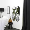Image de HOME DECO FACTORY Lot de 4 Miroirs Ronds et Ovales Géométrique Noir