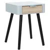 Image de HOME DECO FACTORY - HD7465 Table de Chevet 1 Tiroir en Bois Bicolore - Design Moderne - pour Chambre - Dimensions 35 x 40 x 48 cm - Couleur Gris et Bois Brut