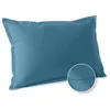 Image de Taie d'oreiller unie en coton 57 fils - collection permanente bleu canard 50 x 70 cm