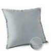 Image de Taie d'oreiller unie en percale de coton gris 63 x 63 cm