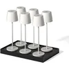 Image de Lumisky Lot de 6 lampes de table touch sans fil en aluminium KELLYL WHITE LED blanc dimmable H38 cm avec plateau de chargement