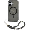 Image de Guess MagSafe IML Glitter Case avec beads strap Apple iPhone 16 - Noir