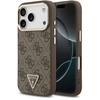 Image de Guess Coque arrière en cuir avec logo Triangle classique et MagSafe Apple iPhone 17 Pro - Marron