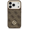 Image de Guess Coque arrière en cuir avec logo Strass classique et MagSafe Apple iPhone 17 Pro - Marron
