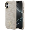 Image de Guess Coque arrière en cuir avec logo Strass classique et MagSafe Apple iPhone 17 - Rose