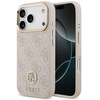 Image de Guess Coque arrière en cuir avec logo Strass classique et MagSafe Apple iPhone 17 Pro - Rose