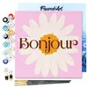 Image de Figured'Art Mini Peinture par Numéro Adulte 20x20cm avec cadre Bonjour - Petit Format Kit de Loisir Créatif DIY Numéro d'Art Complet