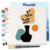 Image de Figured'Art Mini Peinture par Numéro Adulte 20x20cm avec cadre Plante et Vase noir - Petit Format Kit de Loisir Créatif DIY Numéro d'Art Complet