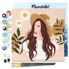 Image de Figured'Art Mini Peinture par Numéro Adulte 20x20cm avec cadre Femme et Marguerites - Petit Format Kit de Loisir Créatif DIY Numéro d'Art Complet