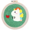 Image de Figured'Art Punch Needle Kit Complet pour Adultes et Enfants - Petit Dragon et Coeur - Parfait pour Débutant. Set prêt à broder taille 20x20cm avec cadre circulaire
