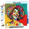 Image de Figured'Art Mini Peinture par Numéro Adulte 20x20cm avec cadre Femme Latina Pop Art - Petit Format Kit de Loisir Créatif DIY Numéro d'Art Complet