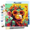 Image de Figured'Art Mini Peinture par Numéro Adulte 20x20cm avec cadre Singe Fantaisie et Fleurs - Petit Format Kit de Loisir Créatif DIY Numéro d'Art Complet