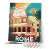 Image de Figured'Art Peinture par Numéro Adulte avec Cadre - 40x50cm Toile tendue sur Châssis - Kit Loisir Créatif Détente - Déco DIY - Vintage Rome
