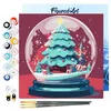 Image de Figured'Art Mini Peinture par Numéro Adulte 20x20cm avec cadre Boule à Neige et Sapin de Noël - Petit Format Kit de Loisir Créatif DIY Numéro d'Art Complet