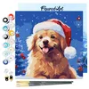 Image de Figured'Art Mini Peinture par Numéro Adulte 20x20cm avec cadre Chien Mignon à Noël - Petit Format Kit de Loisir Créatif DIY Numéro d'Art Complet
