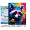 Image de Figured'Art Peinture par Numéro Adulte avec Cadre Raton laveur Coloré Abstrait - Activité Manuelle Kit de Loisir Créatif DIY Numéro d'Art Complet Animaux - 40x50cm toile tendue sur châssis