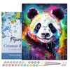 Image de Figured'Art Peinture par Numéro Adulte avec Cadre Panda Coloré Abstrait - Activité Manuelle Kit de Loisir Créatif DIY Numéro d'Art Complet Animaux - 40x50cm toile tendue sur châssis
