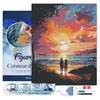 Image de Figured’Art Diamond Painting Broderie Diamant 40x50cm Avec Cadre Toile Tendue Strass Perles Carrés - Couple et coucher de soleil coloré - Kit Complet 5D DIY Activité Manuelle Loisirs Créatifs Adultes