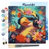 Image de Figured'Art Mini Peinture par Numéro Adulte 20x20cm avec cadre Oiseau fantaisie et des fleurs - Petit Format Kit de Loisir Créatif DIY Numéro d'Art Complet