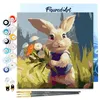 Image de Figured'Art Mini Peinture par Numéro Adulte 20x20cm avec cadre Lapin et fleurs sauvages - Petit Format Kit de Loisir Créatif DIY Numéro d'Art Complet