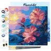 Image de Figured'Art Mini Peinture par Numéro Adulte 20x20cm avec cadre Hibiscus au coucher de soleil - Petit Format Kit de Loisir Créatif DIY Numéro d'Art Complet