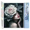 Image de Figured'Art Peinture par Numéro Adulte Femme à la Rose - Activité Manuelle Kit de Loisir Créatif DIY Numéro d'Art Complet - 40x50cm sans châssis en bois