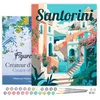 Image de Figured'Art Peinture par Numéro Adulte avec Cadre Affiche de voyage Santorin en fleurs - Activité Manuelle Kit de Loisir Créatif DIY Numéro d'Art Complet - 40x50cm toile tendue sur châssis