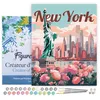 Image de Figured'Art Peinture par Numéro Adulte avec Cadre Affiche de voyage New York en fleurs - Activité Manuelle Kit de Loisir Créatif DIY Numéro d'Art Complet - 40x50cm toile tendue sur châssis