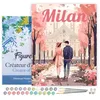 Image de Figured'Art Peinture par Numéro Adulte avec Cadre Affiche de voyage Milan en fleurs - Activité Manuelle Kit de Loisir Créatif DIY Numéro d'Art Complet - 40x50cm toile tendue sur châssis