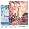 Image de Figured'Art Peinture par Numéro Adulte avec Cadre Affiche de voyage Londres en fleurs - Activité Manuelle Kit de Loisir Créatif DIY Numéro d'Art Complet - 40x50cm toile tendue sur châssis