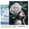 Image de Figured'Art Peinture par Numéro Adulte avec Cadre Femme à la Rose - Activité Manuelle Kit de Loisir Créatif DIY Numéro d'Art Complet - 40x50cm toile tendue sur châssis