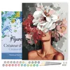 Image de Figured'Art Peinture par Numéro Adulte avec Cadre Beauté derrière les fleurs - Activité Manuelle Kit de Loisir Créatif DIY Numéro d'Art Complet - 40x50cm toile tendue sur châssis