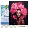 Image de Figured'Art Peinture par Numéro Adulte avec Cadre Femme aux cheveux de pivoines - Activité Manuelle Kit de Loisir Créatif DIY Numéro d'Art Complet - 40x50cm toile tendue sur châssis