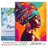 Image de Figured'Art Peinture par Numéro Adulte avec Cadre Dame africaine lumineuse - Activité Manuelle Kit de Loisir Créatif DIY Numéro d'Art Complet - 40x50cm toile tendue sur châssis