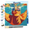 Image de Figured'Art Mini Peinture par Numéro Adulte 20x20cm avec cadre Affiche sportive Natation - Petit Format Kit de Loisir Créatif DIY Numéro d'Art Complet