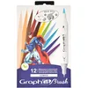 Image de GRAPH’IT Brush Marker Set de 12 marqueurs à alcool double pointe pour dessin de manga et illustration, pointe extra-fine et pinceau - Set Comics