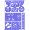 Image de GRIM'TOUT Pochoir Maquillage Enfant - Fleurs - 21x15 cm - Reutilisable et Lavable - Fête, Kermesse et Anniversaire - Kit Peinture Visage, Dessin, Tatouage Temporaire - Fille, Garçon