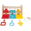 Image de Janod - Boîte à Clés & Boîte à Forme pour Bébés et Enfants - Jeu Educatif Premier Âge en Bois 2-en-1 - Apprentissage Formes et Couleurs et Motricité Fine - Peinture à l'eau - Dès 18 Mois