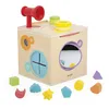 Image de Janod - Cube de Motricité & de Manipulation - Jeu d'Eveil Sensoriel - Boite Sensorielle - Cube d'Activités - 12 Accessoires - Appentissage Formes & Couleurs - Eveiller les Sens - Jouet Bois - 18 Mois+