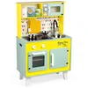 Image de Janod - Grande Cuisine Enfant en Bois Happy Day - Équipée avec Frigo et Four Micro Ondes, Bruitage et Lumière - Imitation et Eveil - 7 Accessoires Inclus - Dès 3 Ans, J06564, Bleu et Jaune