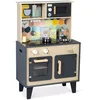 Image de Janod - Grande Cuisine Mozaïc - Cuisinière en Bois pour Enfant - Équipée Sonore et Lumineuse - Cuisine en Bois avec 3 Accessoires + 3 Boîtes d'Aliments en Carton - De 3 à 8 Ans, J06609