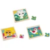 Image de Janod - 3 Puzzles en Bois de 9 Pièces - Poule, Chat, Lapin - Jouet Enfant - Jeu Éducatif Premier Age - Dès 18 Mois, J07113