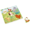 Image de Janod - Puzzle Tactile en Bois 5 Pièces - Thème Ferme - Puzzle à Encastrement avec Textures - Jeu d'Eveil Educatif - Toucher, Motricité Fine et Concentration - Dès 18 Mois, J07129
