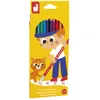 Image de Janod - 12 Crayons de Couleur Effaçables - Crayons de Coloriage en Résine avec Embout Gomme - Forme Ergonomique - Mine Fine & Resistante - Dessins & Coloriage - Dès 3 Ans - J07414