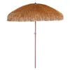 Image de Parasol droit à franges - Acier et finition bois - Marron - D2m - HAWAI
