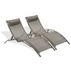 Image de Lot de 2 bains de soleil - Aluminium et textilène - Cappuccino