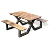 Image de Table de jardin rectangulaire - 4/6 places - Aluminium et plateau effet bois - Anthracite - VANCOUVER