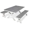 Image de Table de jardin rectangulaire - 4/6 places - Aluminium et plateau effet pierre - Blanc - ANNECY